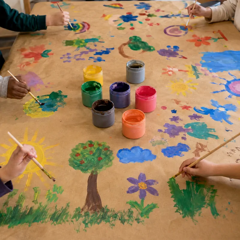 Niños en plena clase de arte